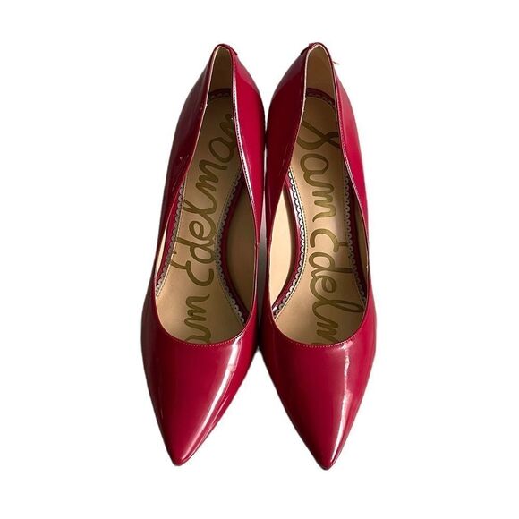 SAM EDELMAN Hazel Patent Leather Pointy Toe Pumps Heels Red 10 - Picture 5 of 16